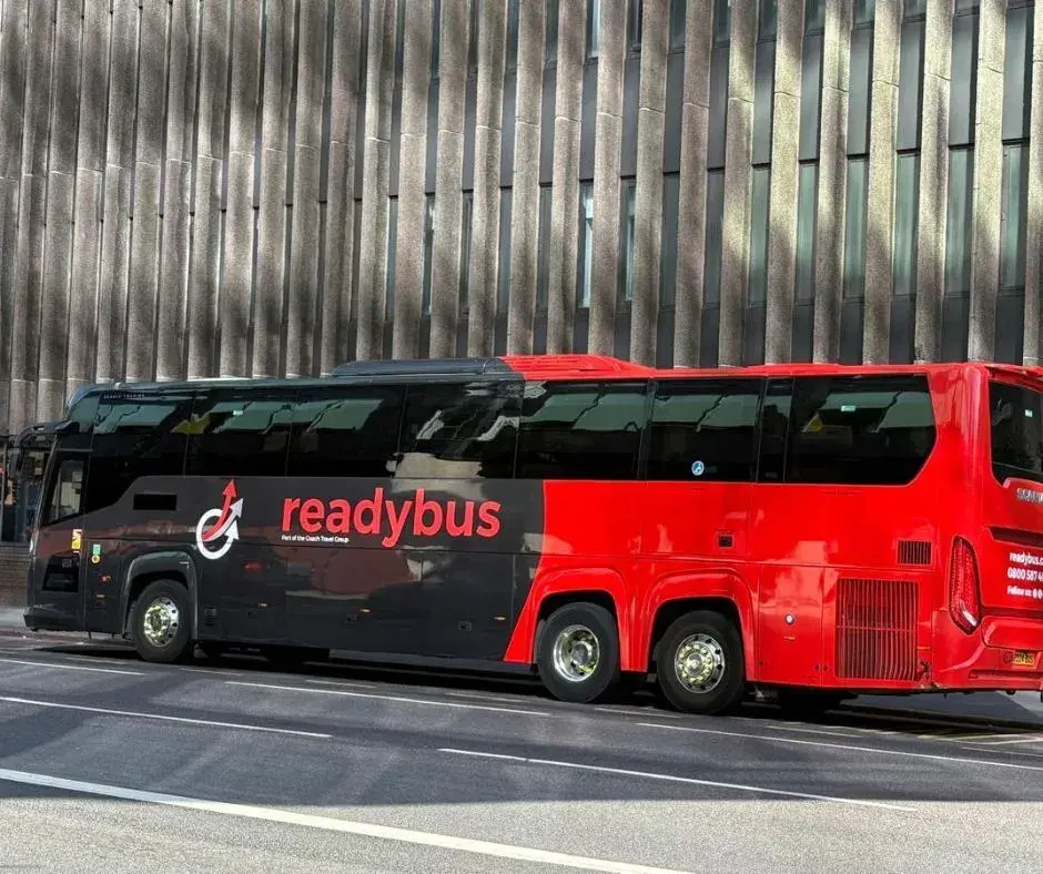 ReadyBus in front of nice building